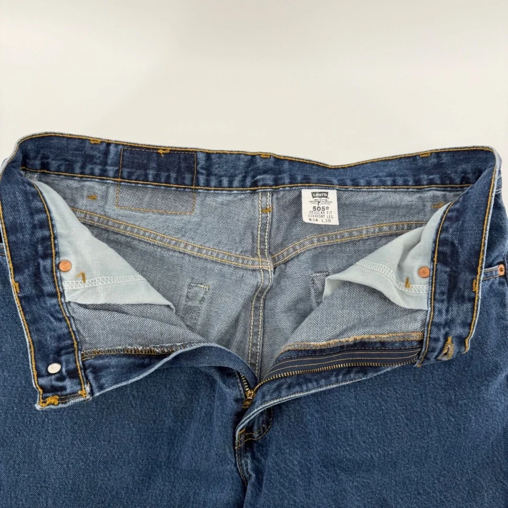 Levi's 505 Regular Fit Straight Leg Vintage 2000 Denim Jeans 34x30 Blue